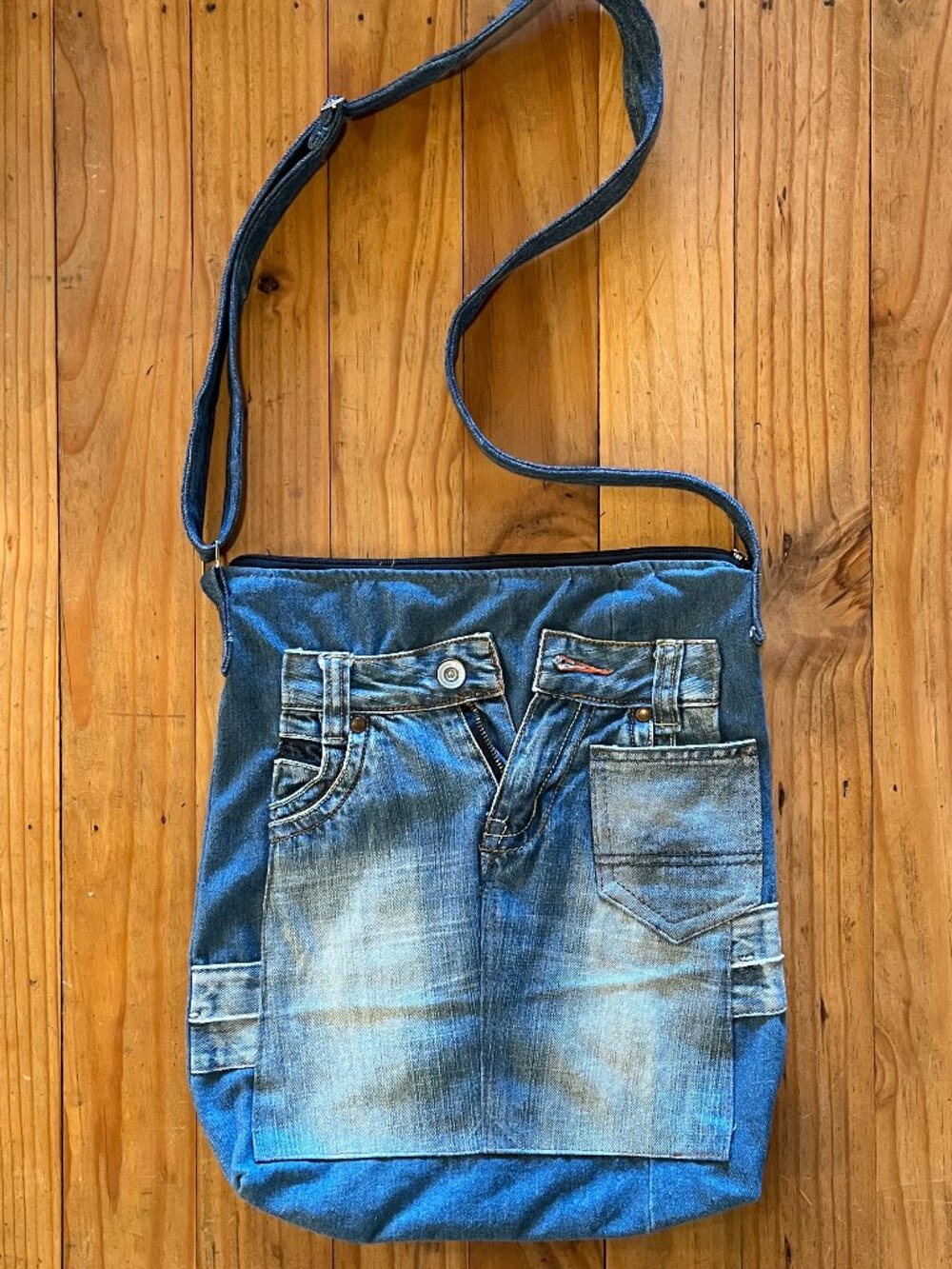 Hand Make Denim Shoulder Bag 14" L x 16.5" H